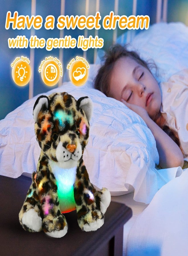 BSTAOFY 10’’ Light up Cheetah Stuffed Animal, Plush LED Leopard Plush Night Light, Companion Bedtime Jungle Toys Glow Afraid of Dark, Valentines Birthday for Toddler Kids Boys - Image 3